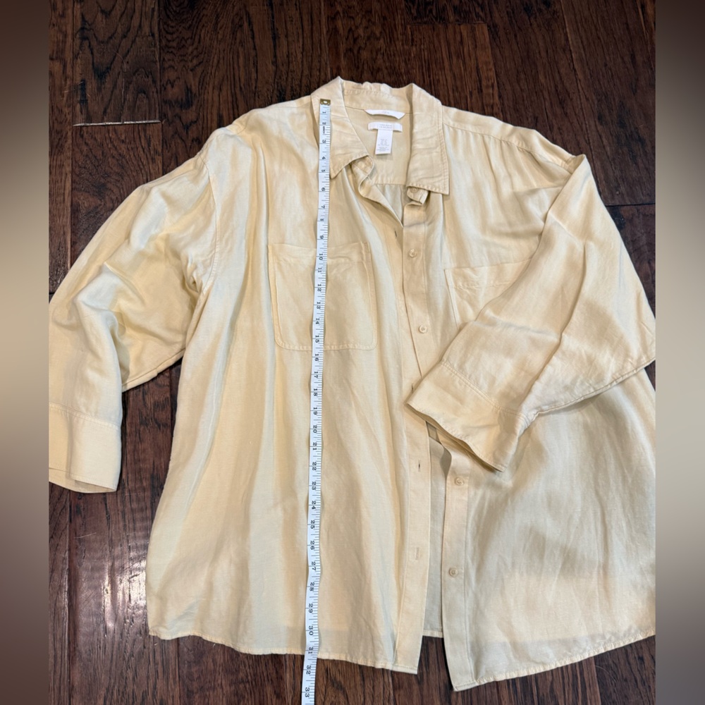 H&M Linen Blend Shirt Jacket in Light Beige